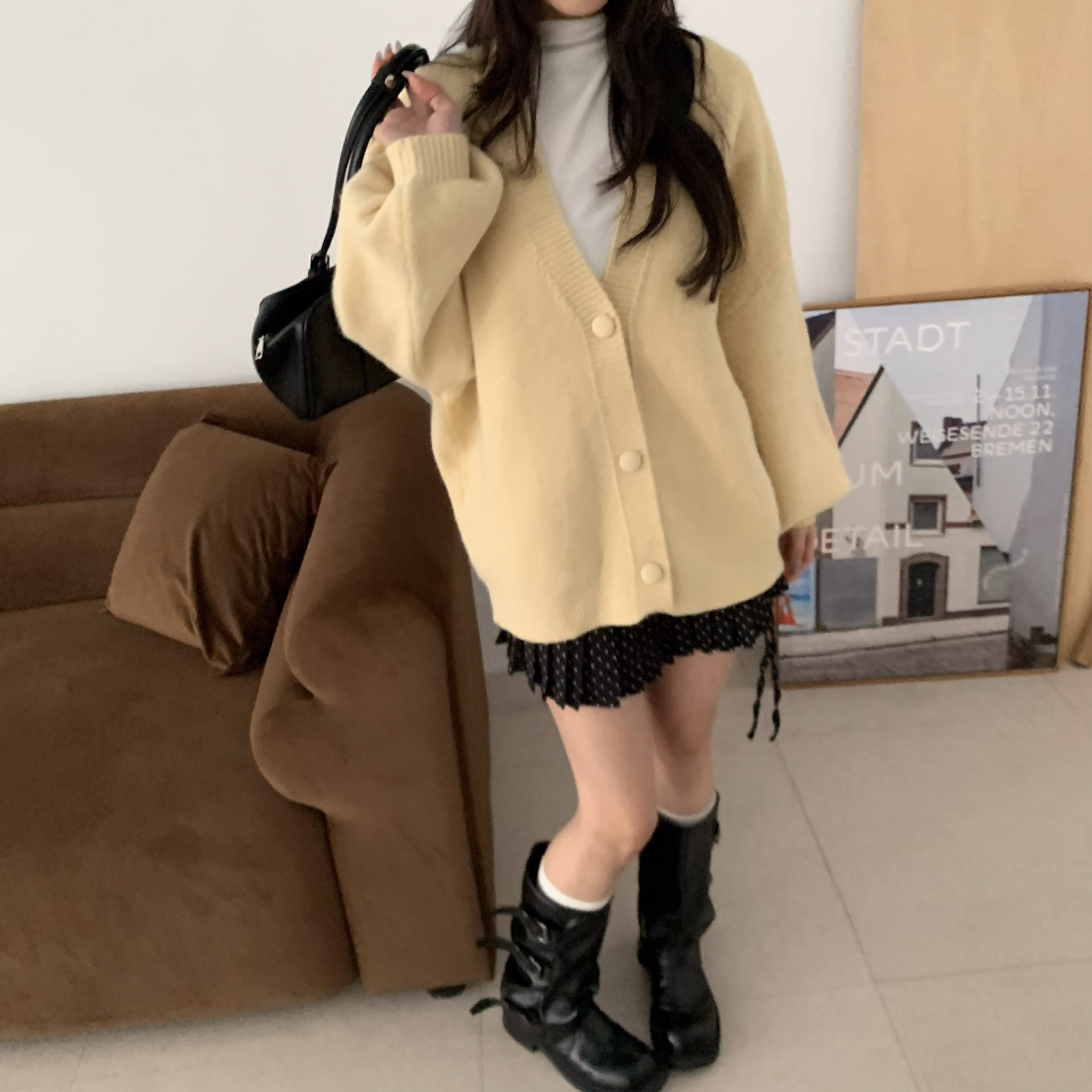 ISA_刻在冬天的浪漫DNA 粗針織V領厚毛衣外套_51240