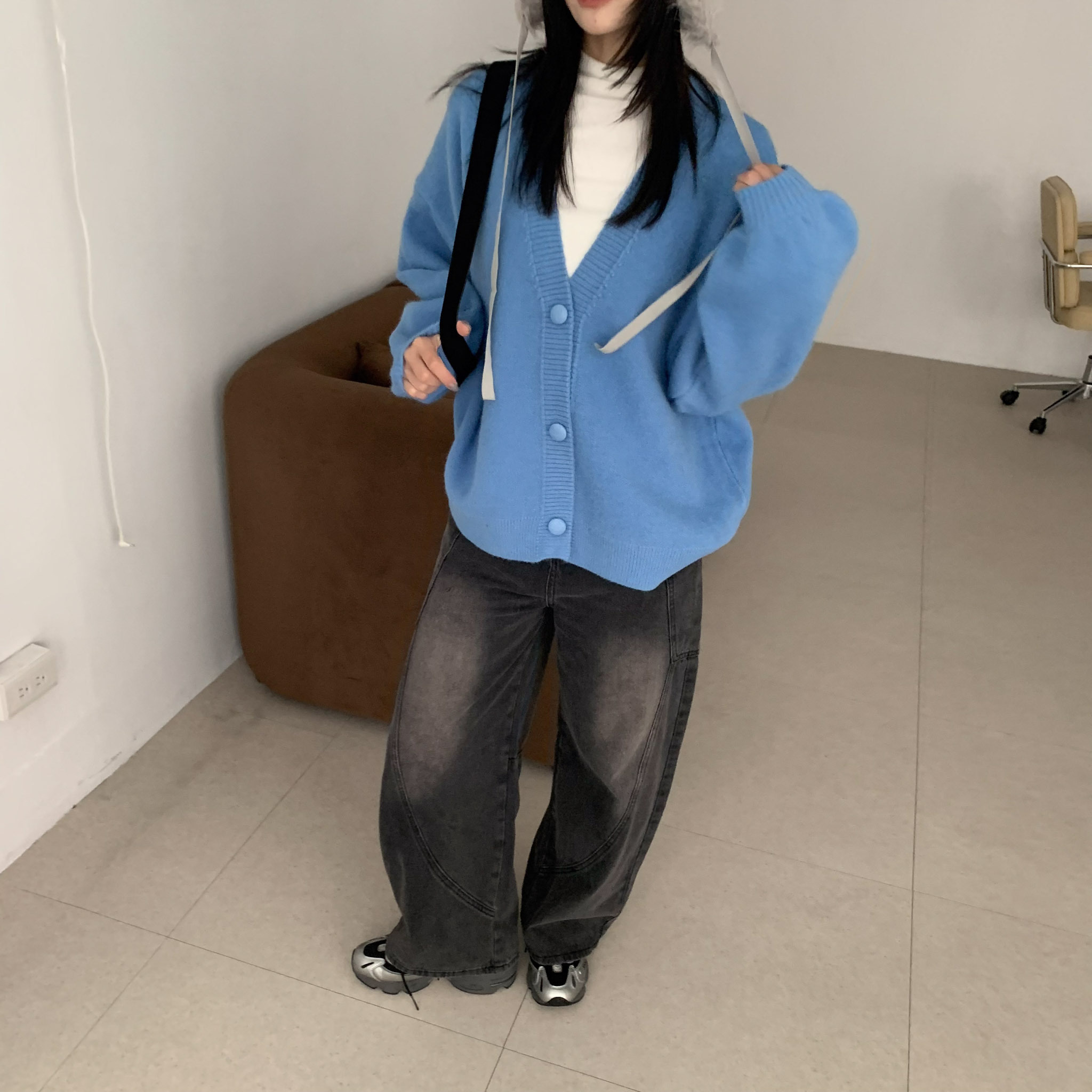 ISA_刻在冬天的浪漫DNA 粗針織V領厚毛衣外套_51240