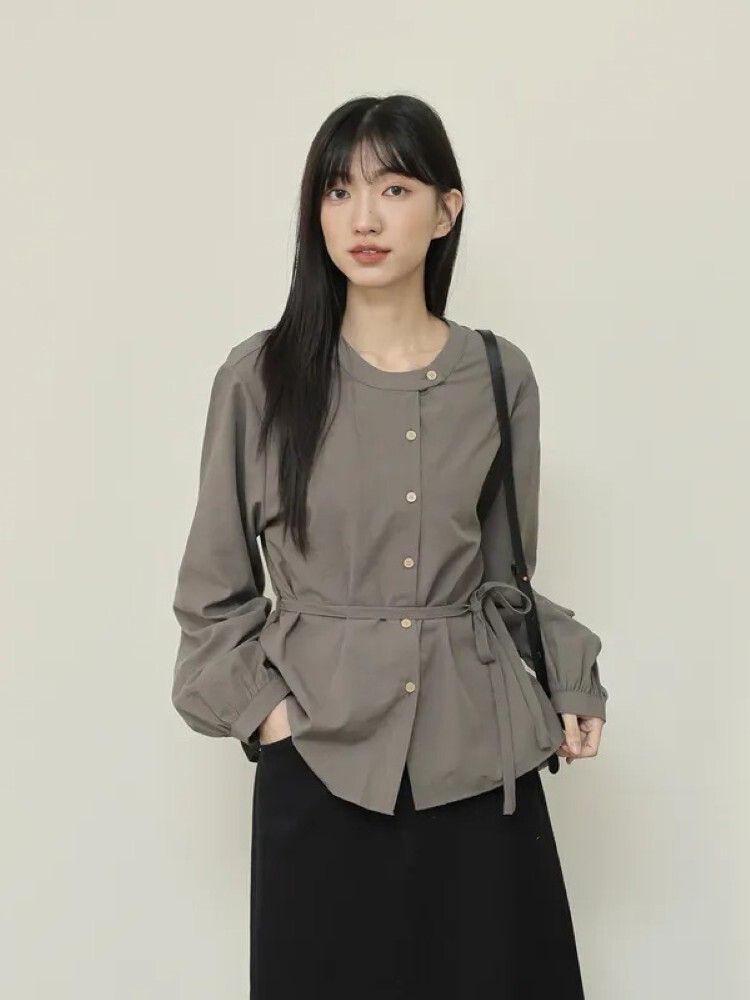 2603 簡約立領收腰襯衫