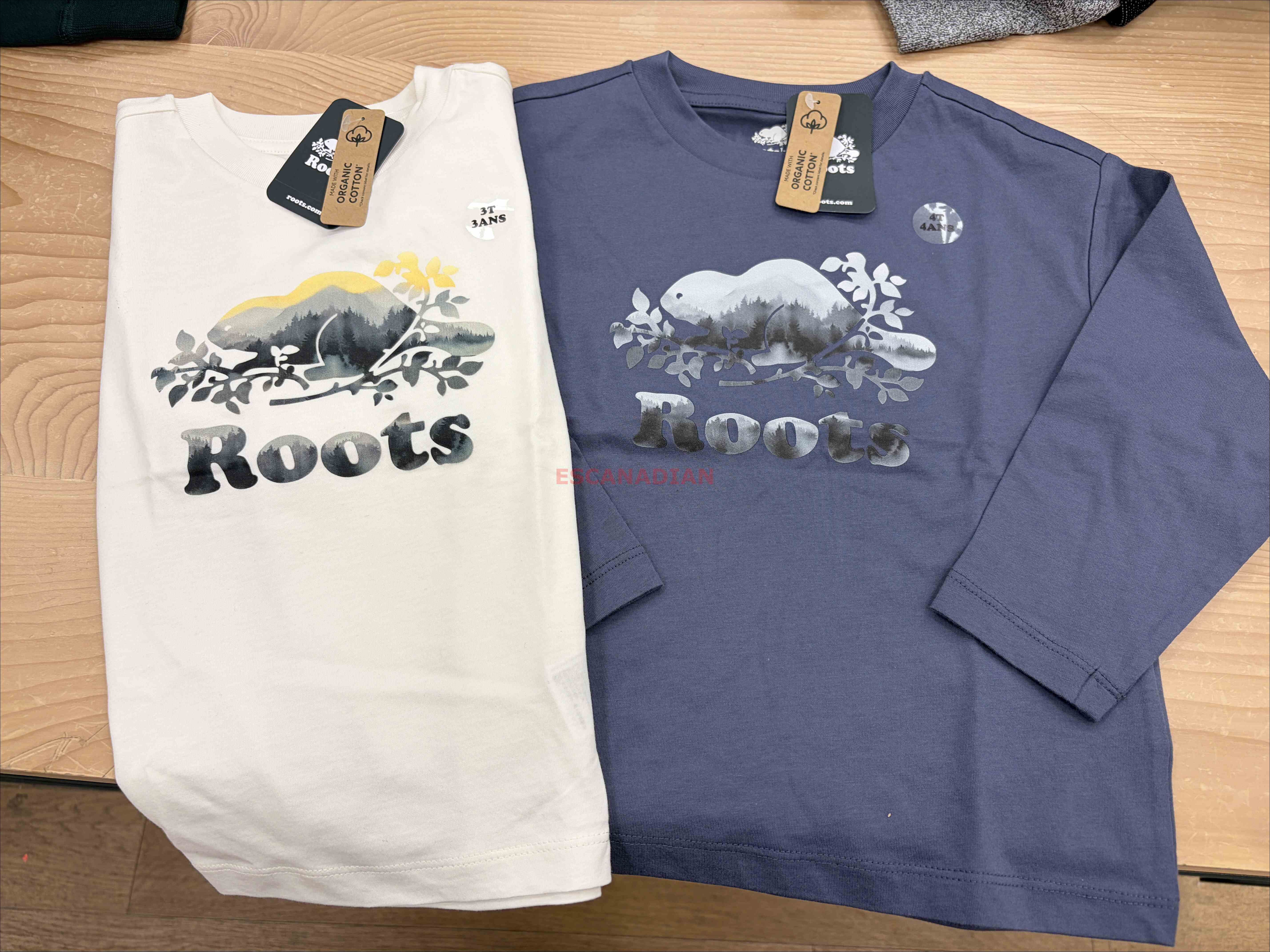ROOTS 小童 水彩畫 海狸圖案 長TEE (2色)