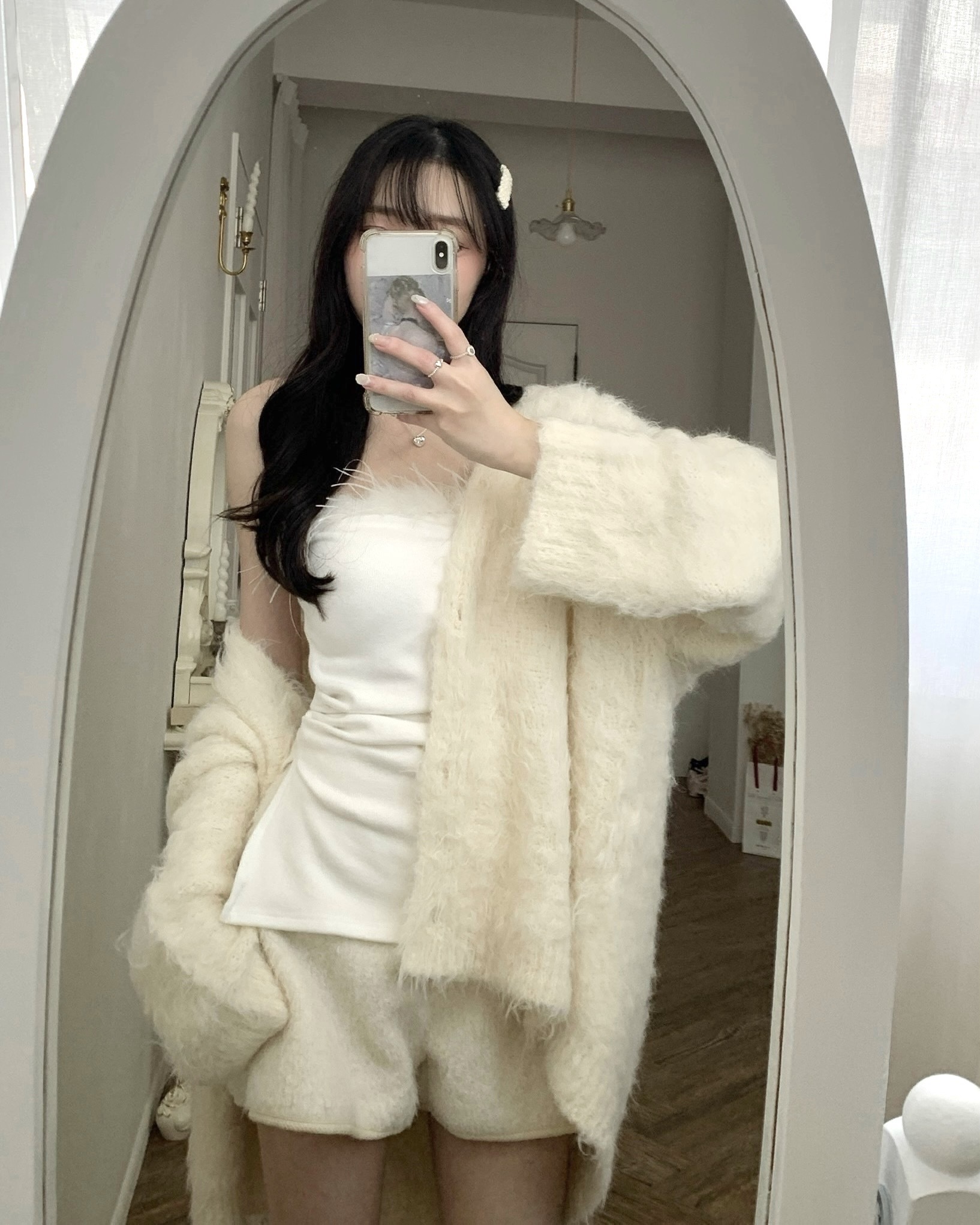 E08  "現貨"蘿倫捲捲毛直筒鋪棉短褲