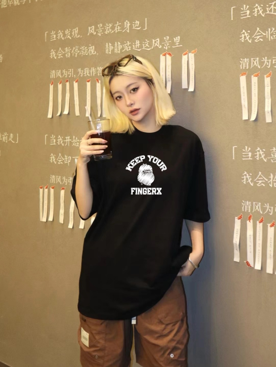 代購-香港IT潮牌 Fingercroxx FGXX 猿人 背後六個猿人 純棉 重磅 圓領 短袖 T恤 男女同款