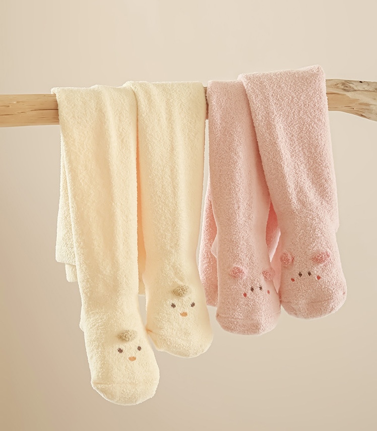 小動物表情發熱絨褲襪(6m-4y)