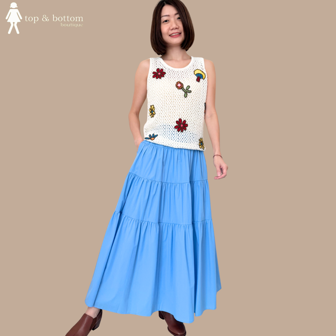 SLEEVELESS EMBROIDERY DETAILED CROCHET BLOUSE