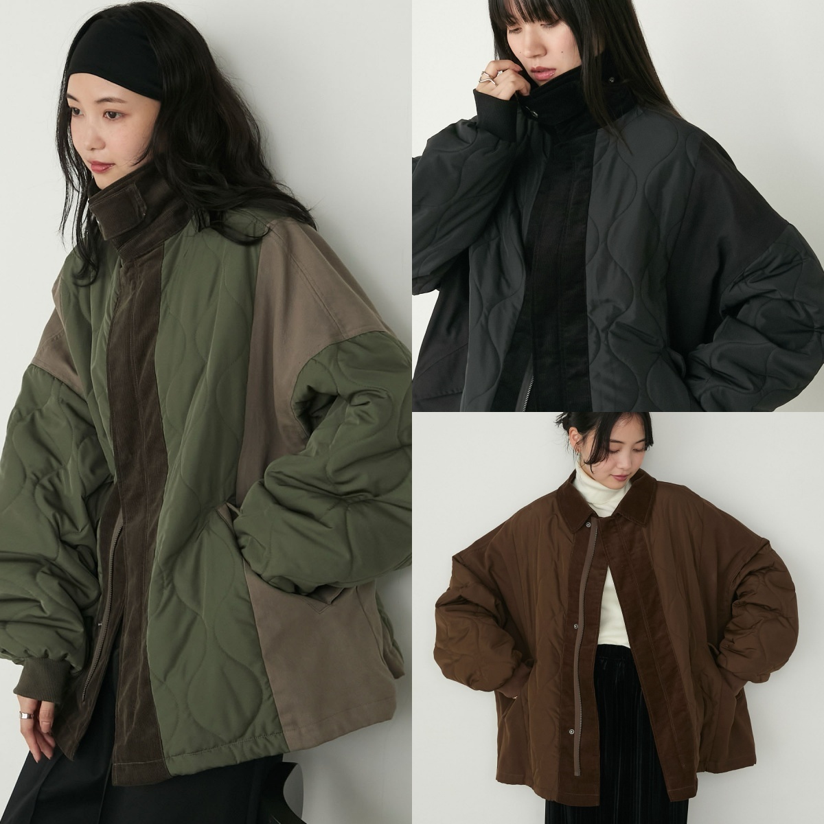 限時特價預購┃日牌女裝 forksy 異材質拼接絎縫軍裝外套