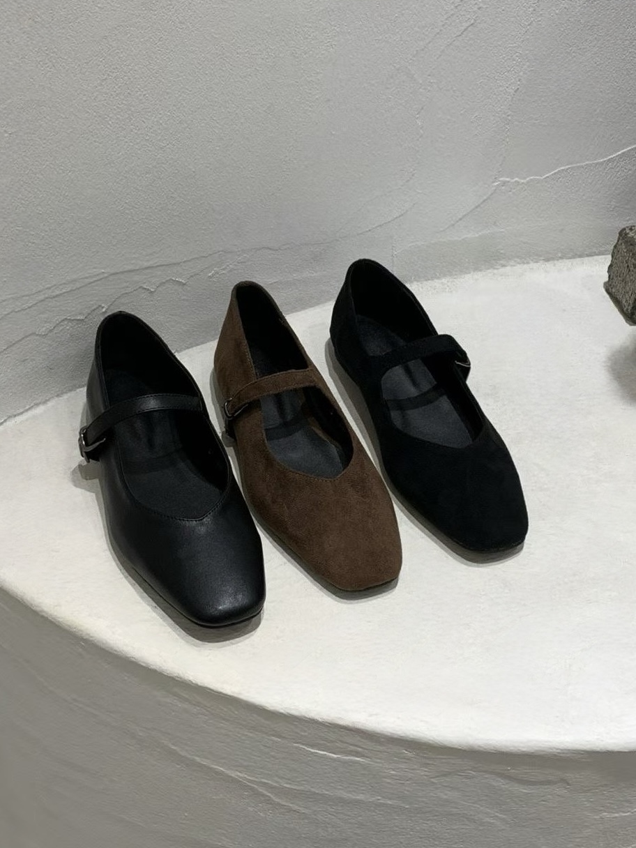 #228N544 Give me five ༘⋆小方頭麂皮Mary Jane