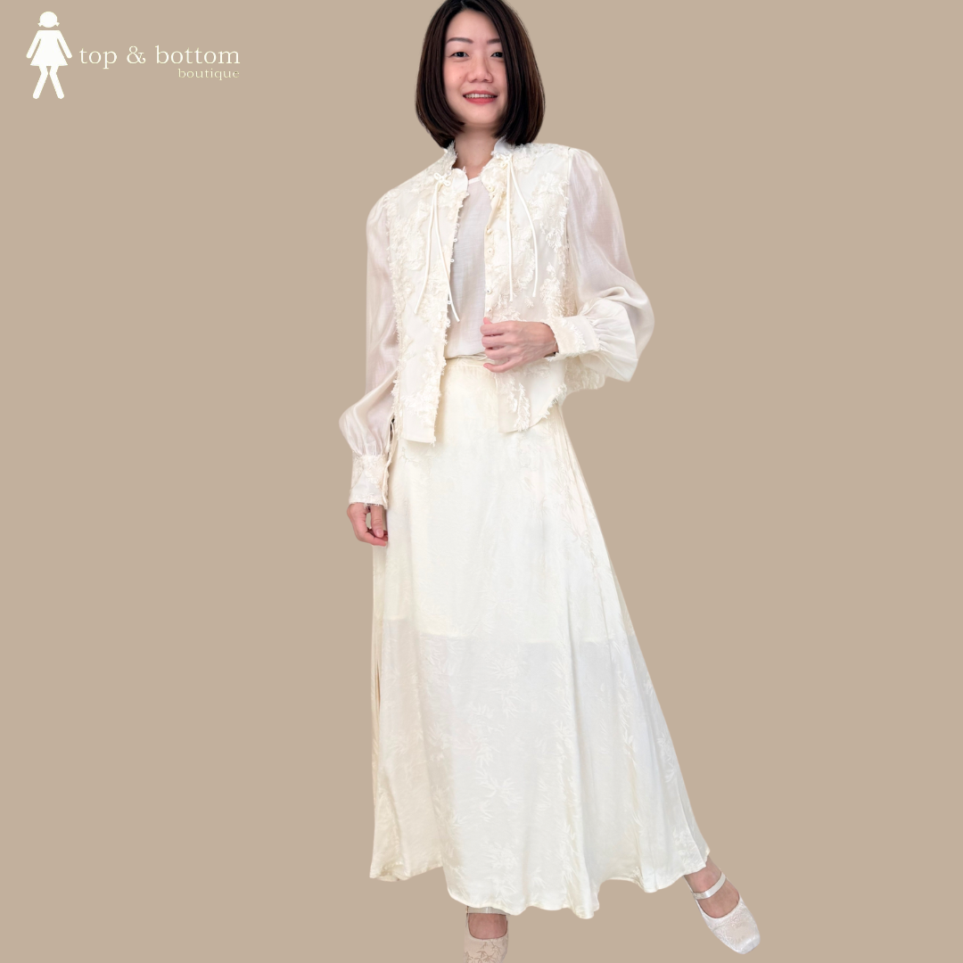 SILK BROCADE PRINTED LONG SKIRT