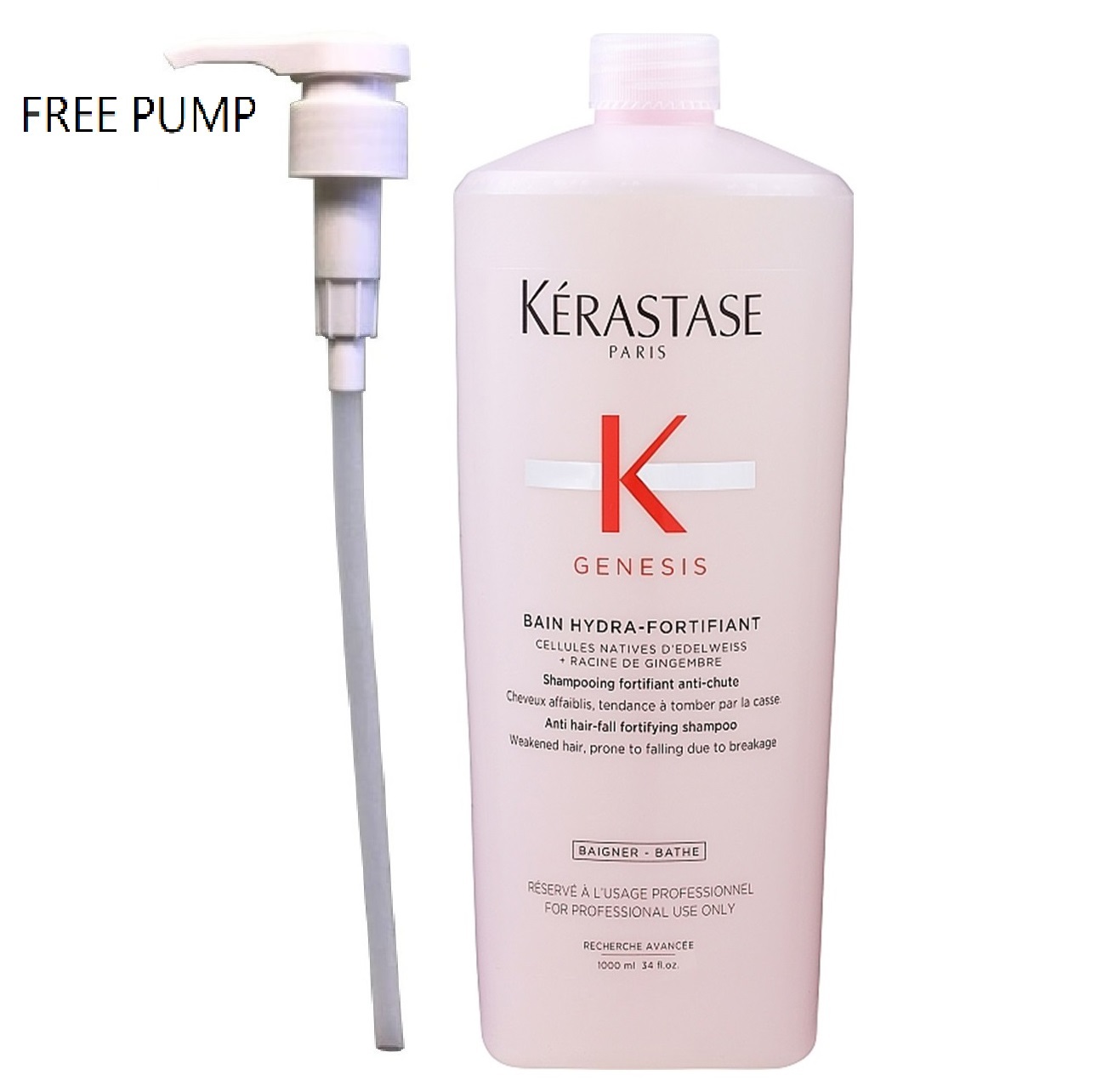 Kerastase Genesis Bain Hydra-Fortifiant Shampoo 1000ml(Free Pump)卡詩防脫髮修復浴髮乳