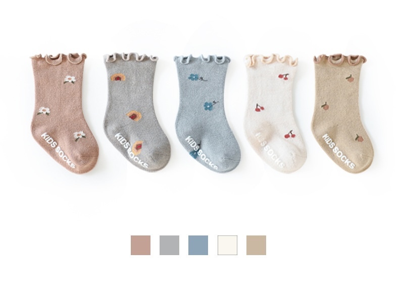 小花花邊中筒防滑襪(0-5y)