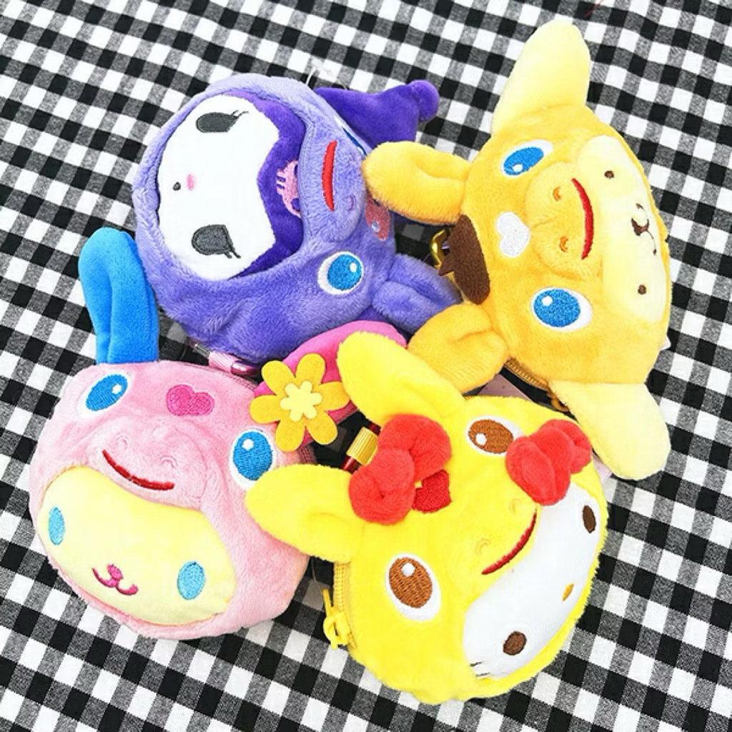 SANRIO 三麗鷗 跳跳馬造型 愛心釦 絨毛 收納包 零錢包 吊飾