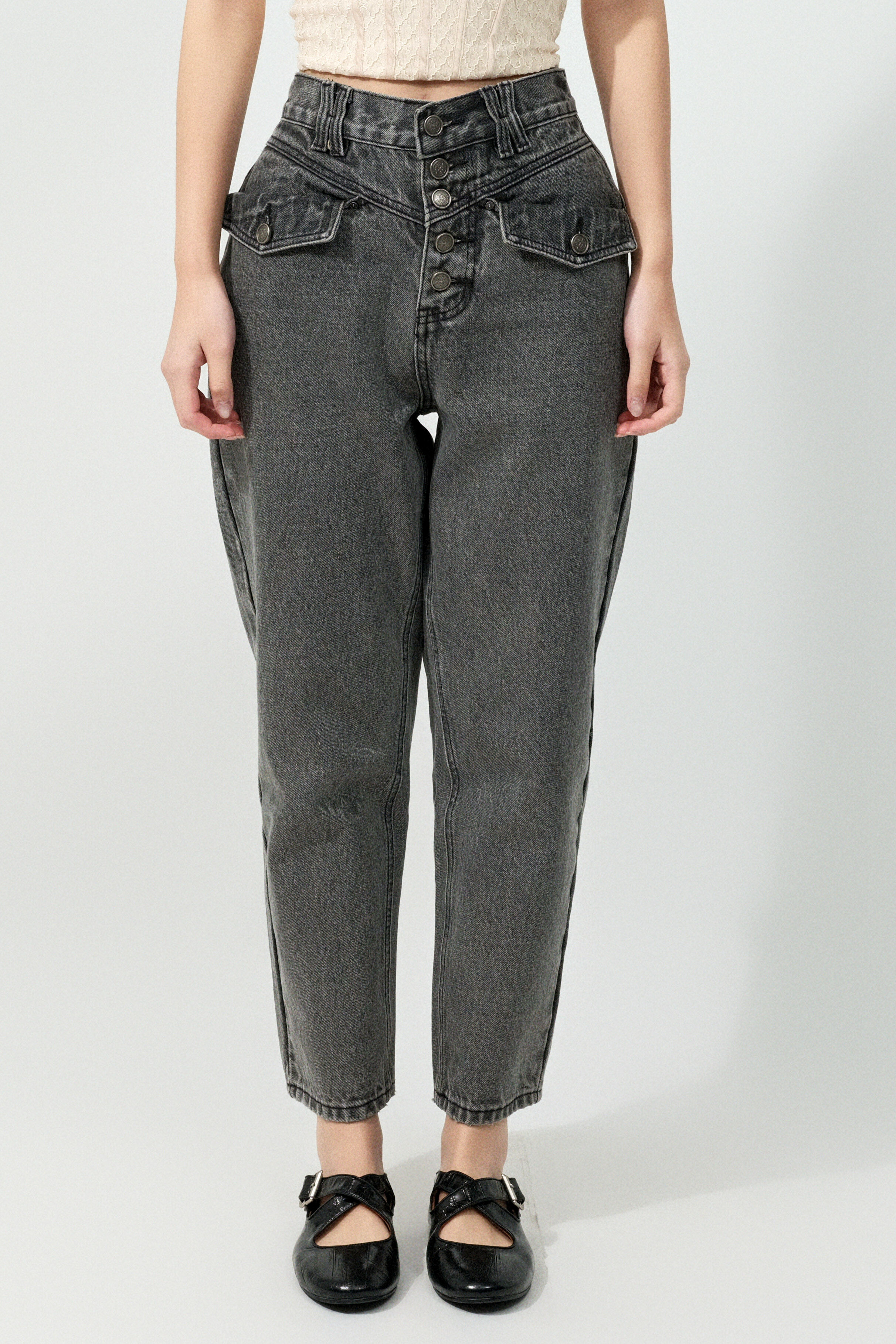 特式褲頭袋蓋牛仔褲  (預購產品）