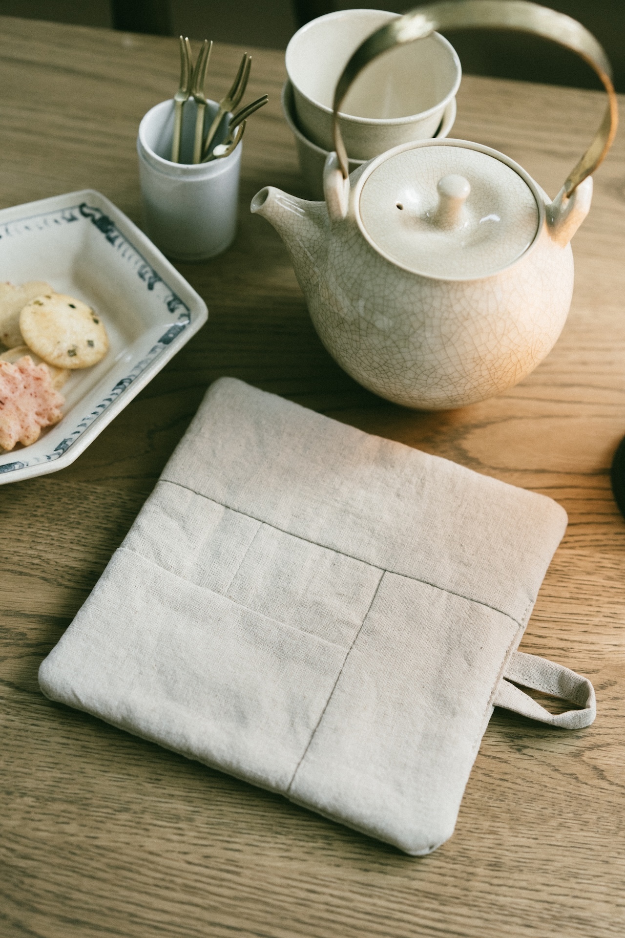 日本布作家宇佐美 Vermilion's GALLERY手工縫製拼布方型鍋敷／壺墊