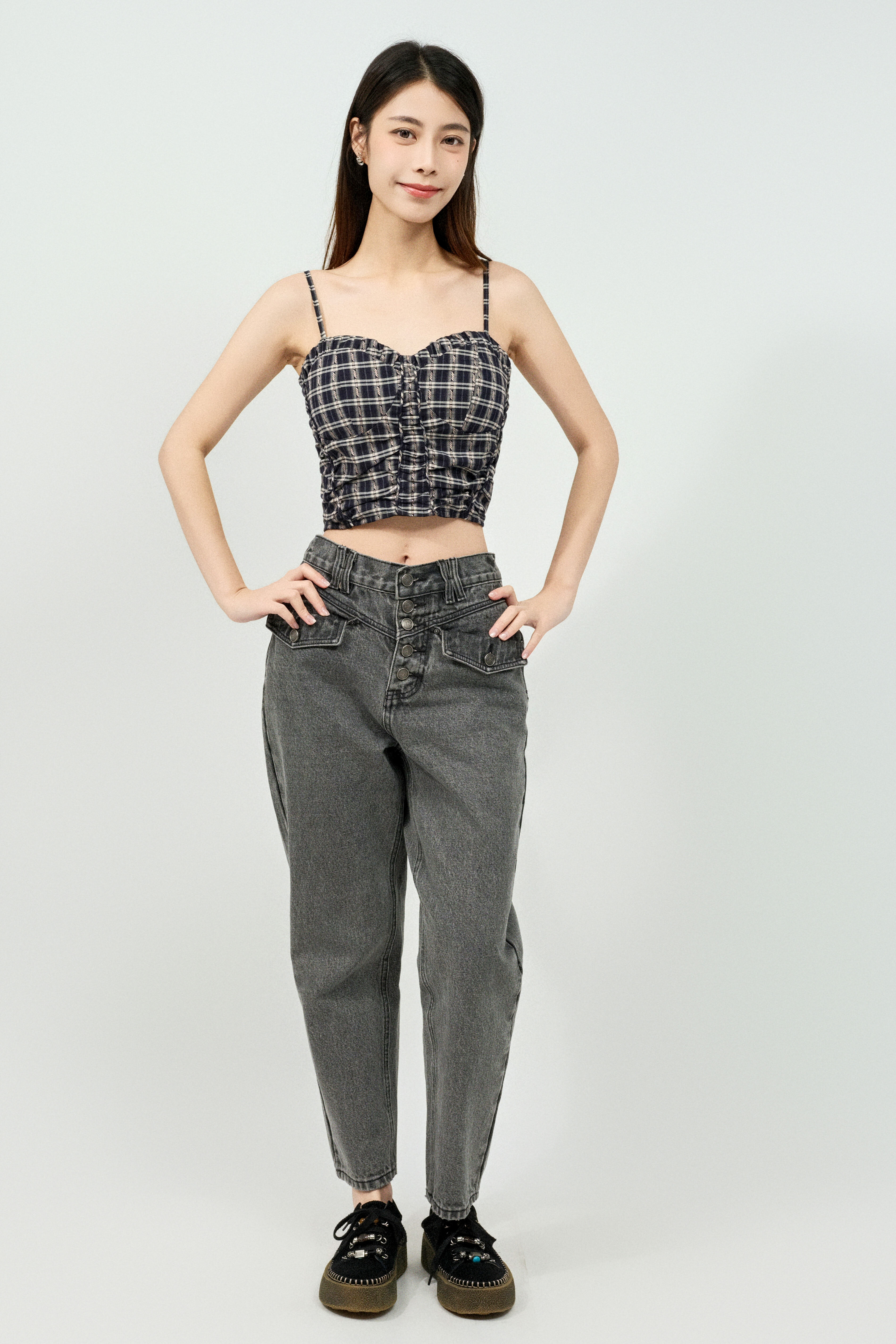 特式褲頭袋蓋牛仔褲  (預購產品）