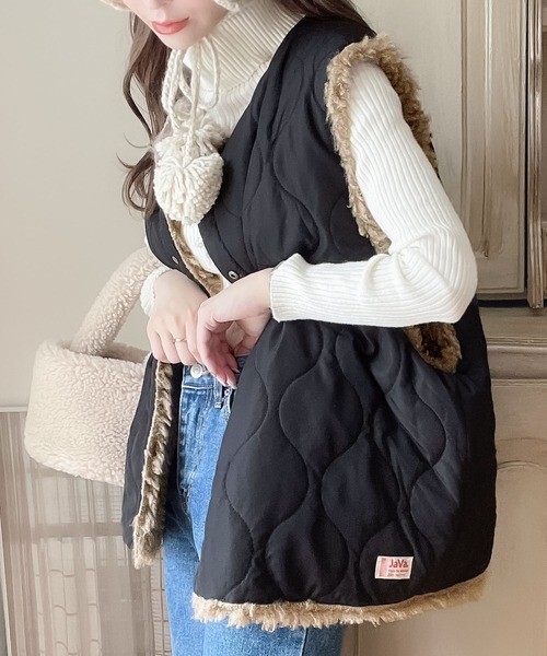 【OWN】JAVA JP 背心 抓絨 雙面穿 刷毛 寬鬆 Oversize 日系 米色 黑色