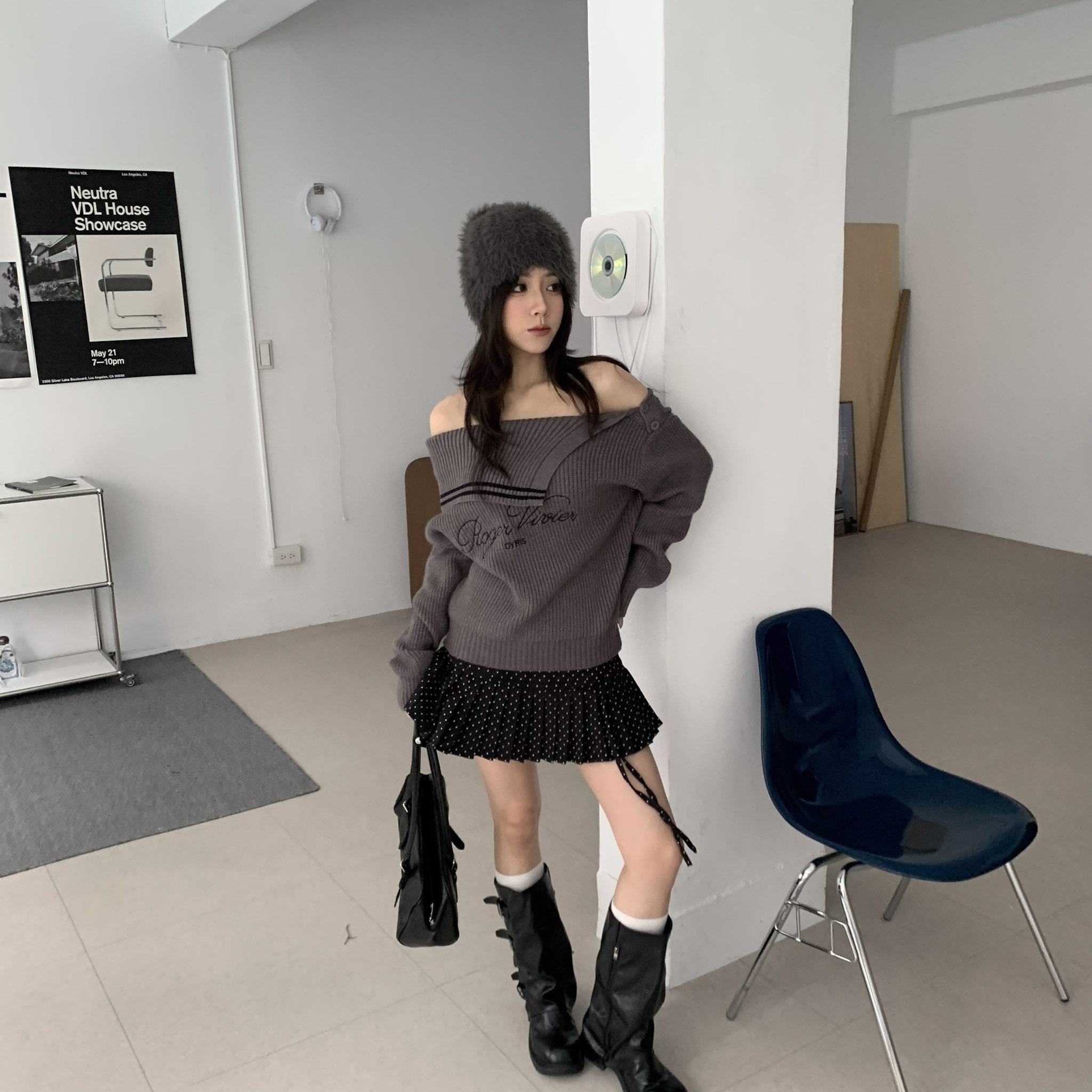 ISA_天生時髦精代表! miu系波點百褶褲裙_61011