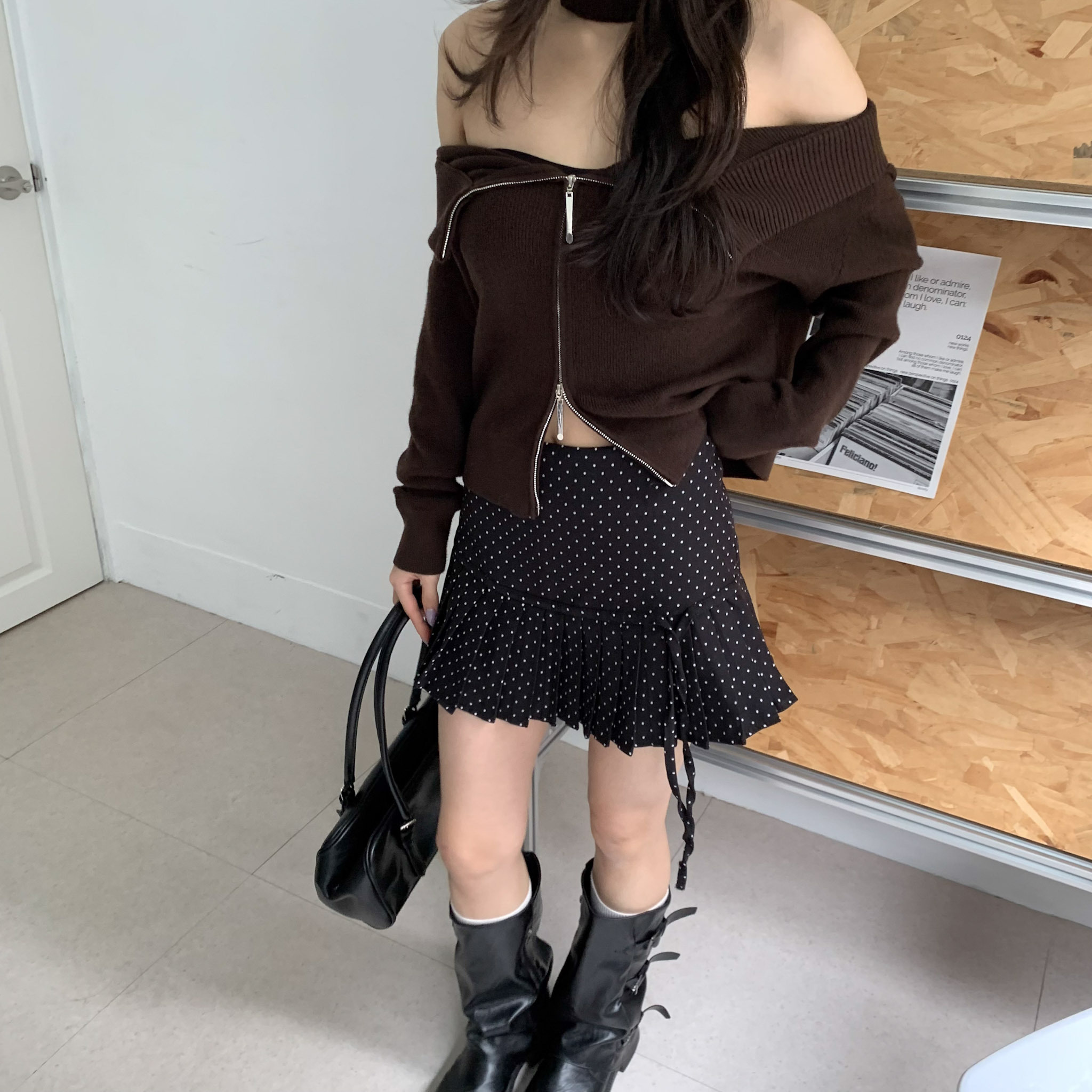 ISA_天生時髦精代表! miu系波點百褶褲裙_61011