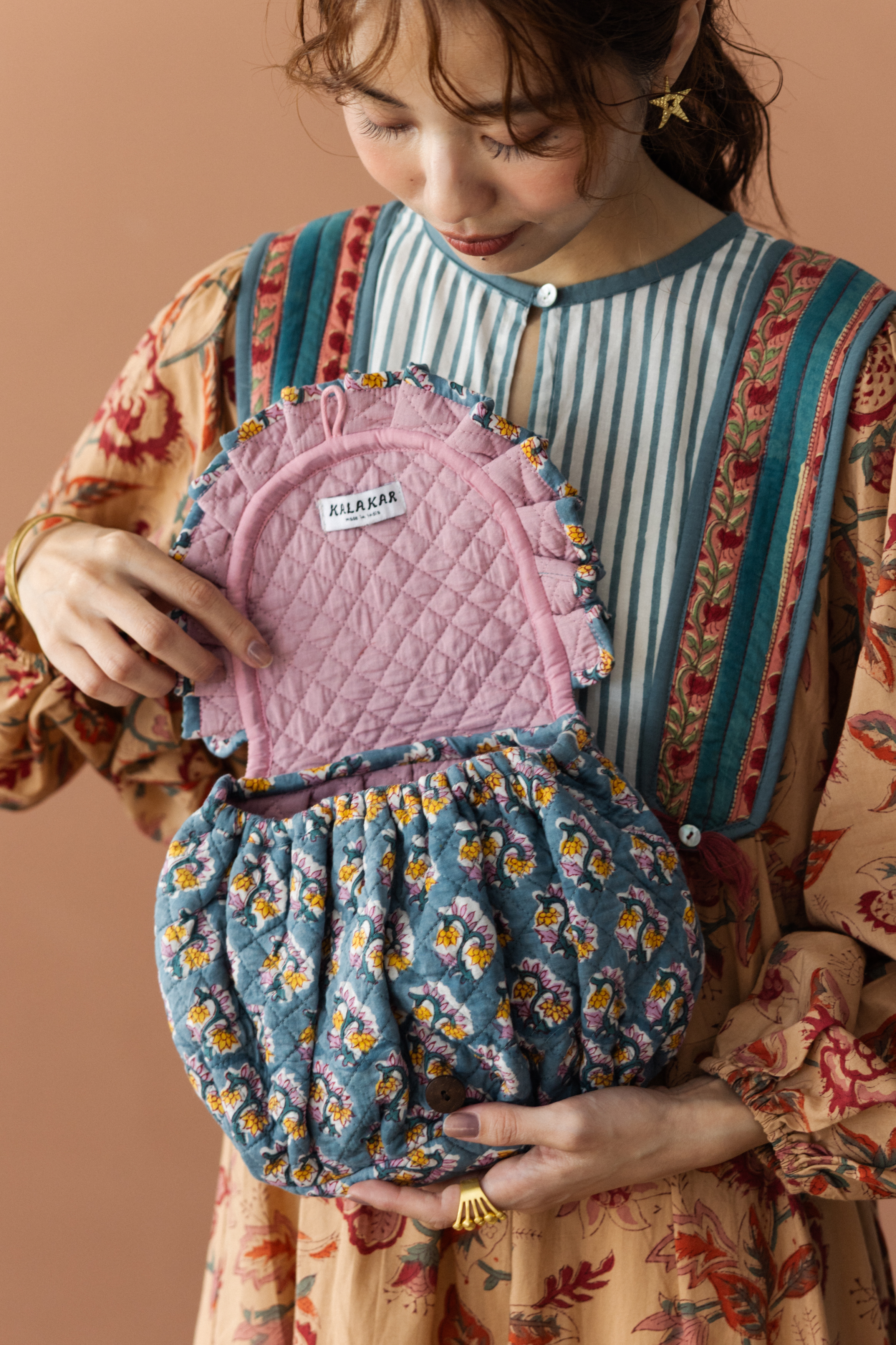 花邊大水餃手拿包_藍