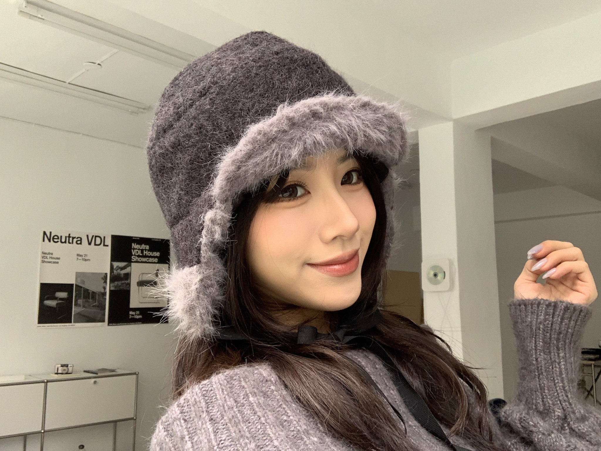 ISA_一戴就可愛! 毛呢羊羔毛綁帶護耳飛行帽_61017