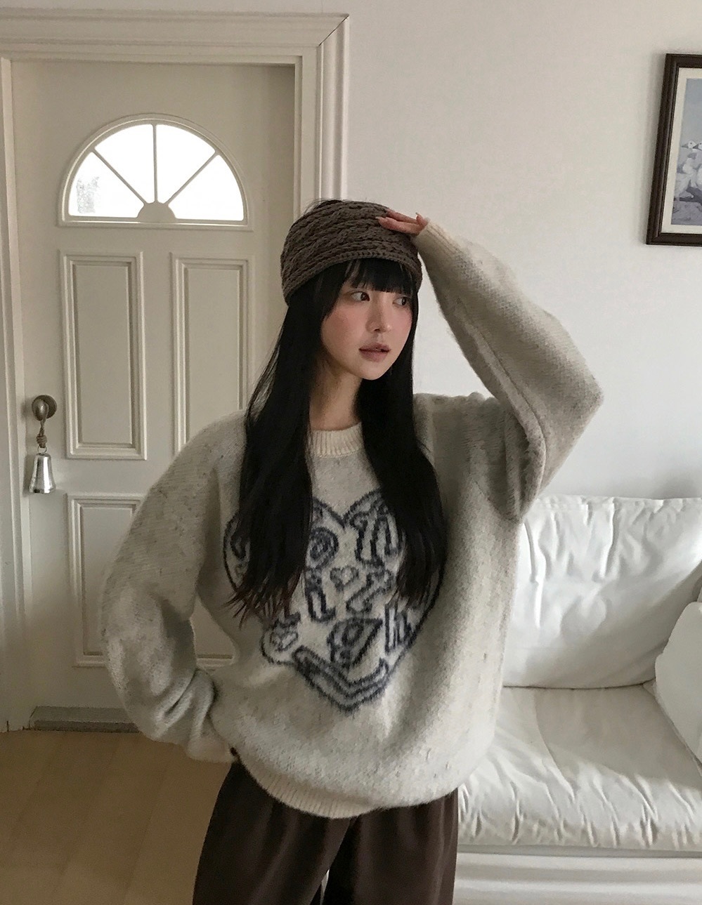 【優惠現貨】男女可穿！韓國刷毛愛心圖案冷衫（5色）