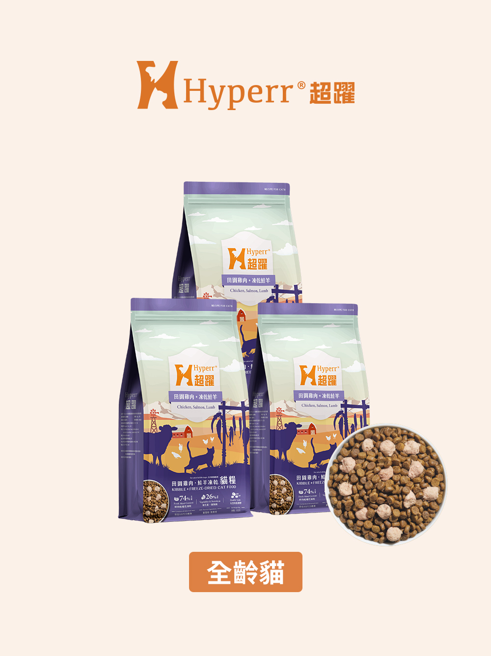 貓咪主食 | 鮭羊雞肉 天然糧佐凍乾2公斤 多件優惠組