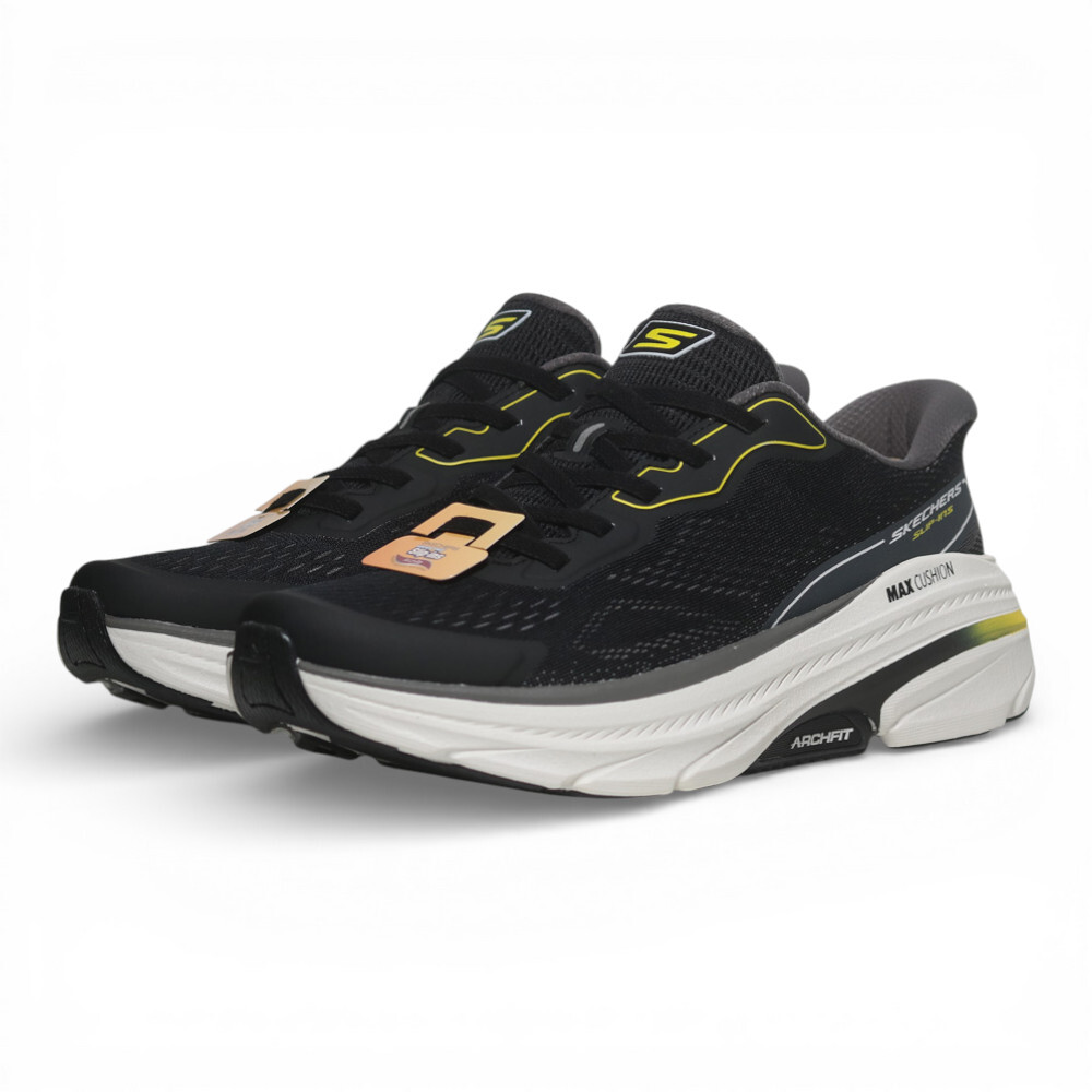 SKECHERS 休閒鞋 MAX CUSHIONING 黑黃 瞬穿 足弓 健走鞋 男 220553BLK