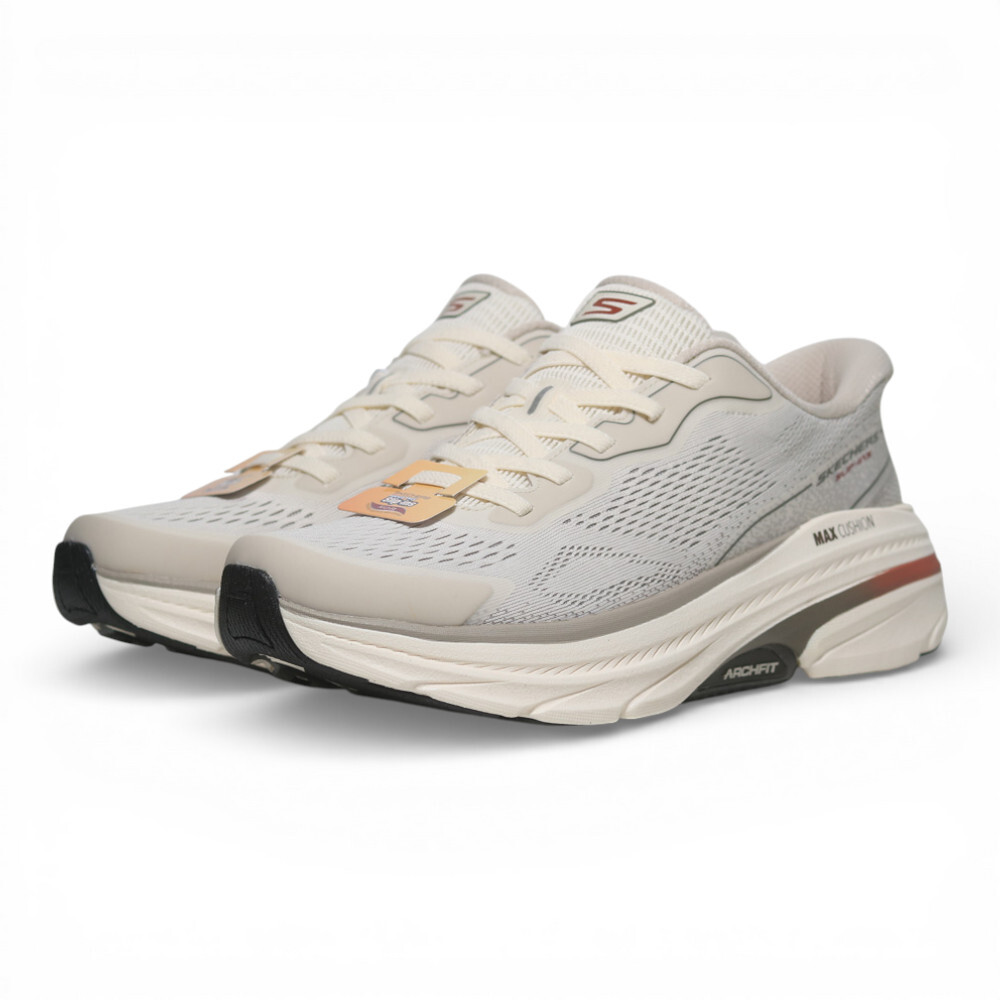 SKECHERS 休閒鞋 MAX CUSHIONING 米灰 瞬穿 足弓 健走鞋 男 220553NAT
