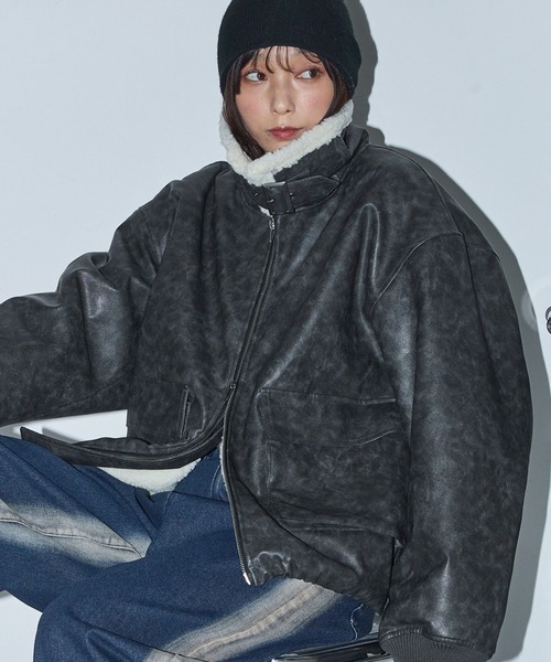 <日本超殺折扣⚡️> 日本 Anchor Smith 洗舊 圍巾領 抽繩 羊羔絨 外套 兩色