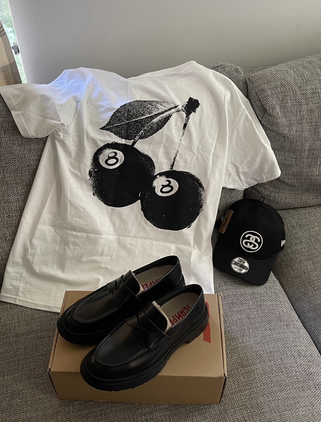 <不管多賠‼就是要清🔥> NG-XL-STUSSY 櫻桃8號球 短袖上衣 白色