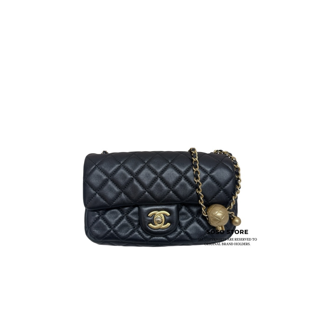 Chanel Flap Bag With Gold Ball - Black / Ghw