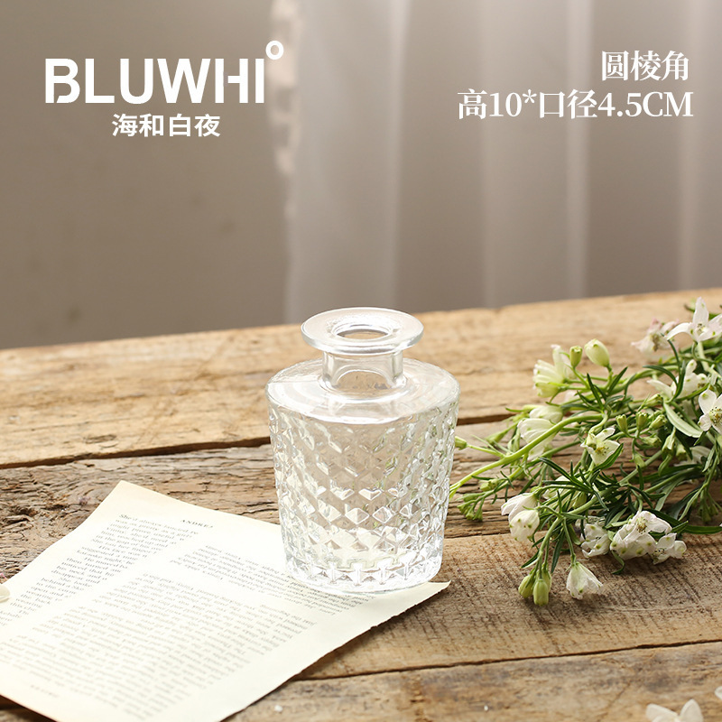 【台灣廠商現貨速發】復古浮雕玻璃花瓶｜圓棱角花瓶｜圓棱角瓶 裝飾瓶 單枝花瓶 玻璃花瓶 北歐花瓶 乾燥花瓶 透明花瓶 花器 綠植花器 居家擺飾 辦公室小物
