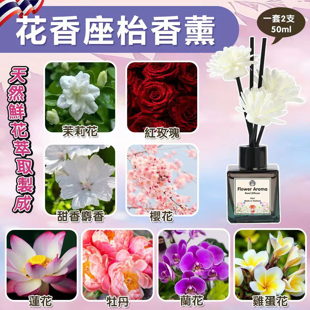 【預訂】AW011401 泰國 Alica 花香座枱香薰 (50ml*2支裝)