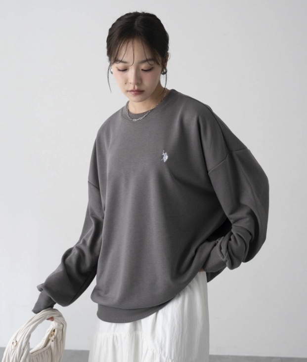 【Luxury】 日本小眾品牌 U.S. POLO ASSN  x WEGO 圓領大學T 男女款 素面長袖上衣 素T 情侶衣 寬鬆 OVERSIZE 百搭