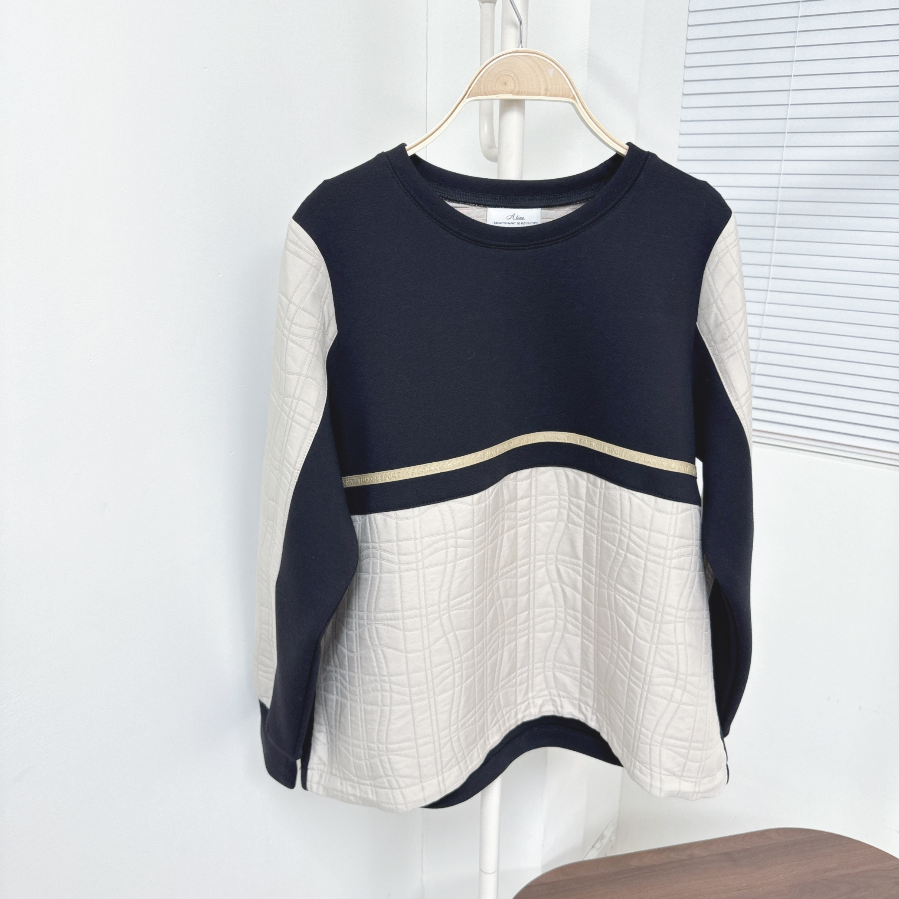 【廠家制】拼壓紋長袖TOP (S38-S39)