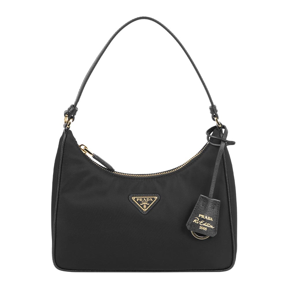 【Prada】Re-Edition 2005 金字三角牌再生尼龍迷你手提包(黑色)