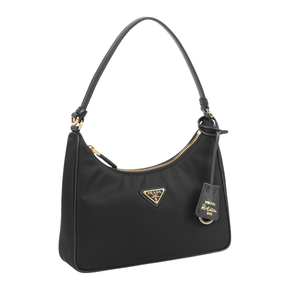 【Prada】Re-Edition 2005 金字三角牌再生尼龍迷你手提包(黑色)