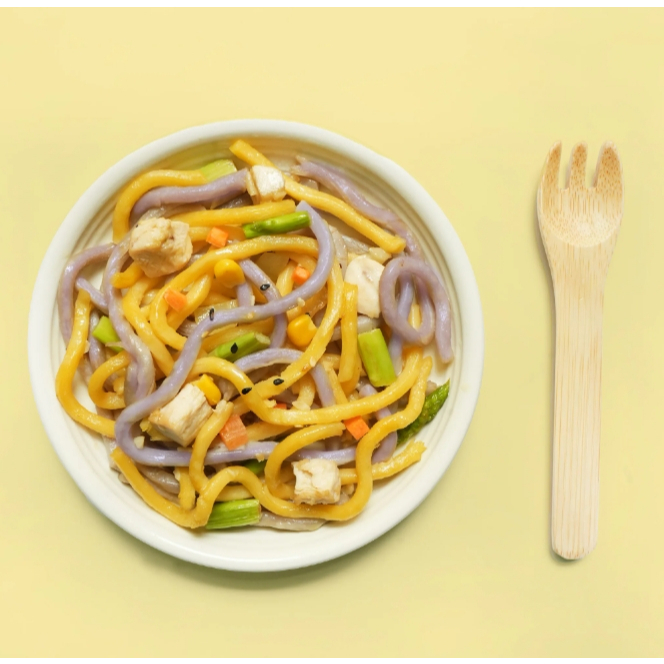 【樂森藥局】(冷凍1500免運中) 森森星球 寶寶烏龍麵 紫薯x南瓜口味 100g