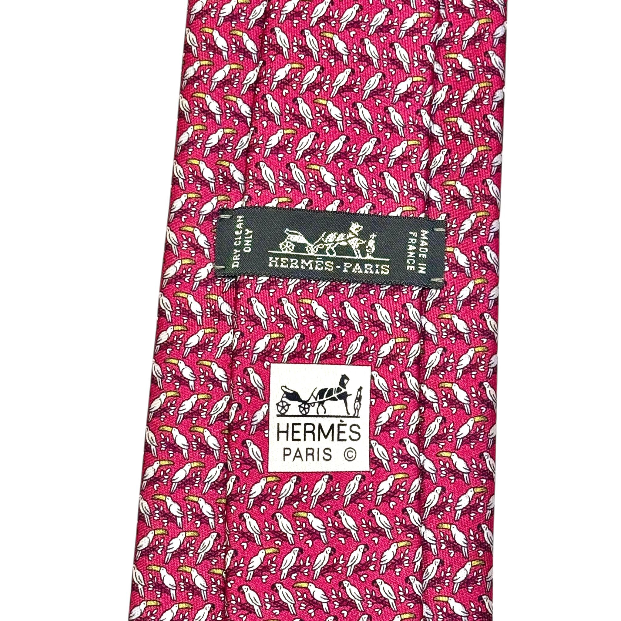 全新HERMES TIE Sneaker Pattern 紅色雀仔印花 絲質 愛馬士領呔 #BRAND NEW #香榭站正品