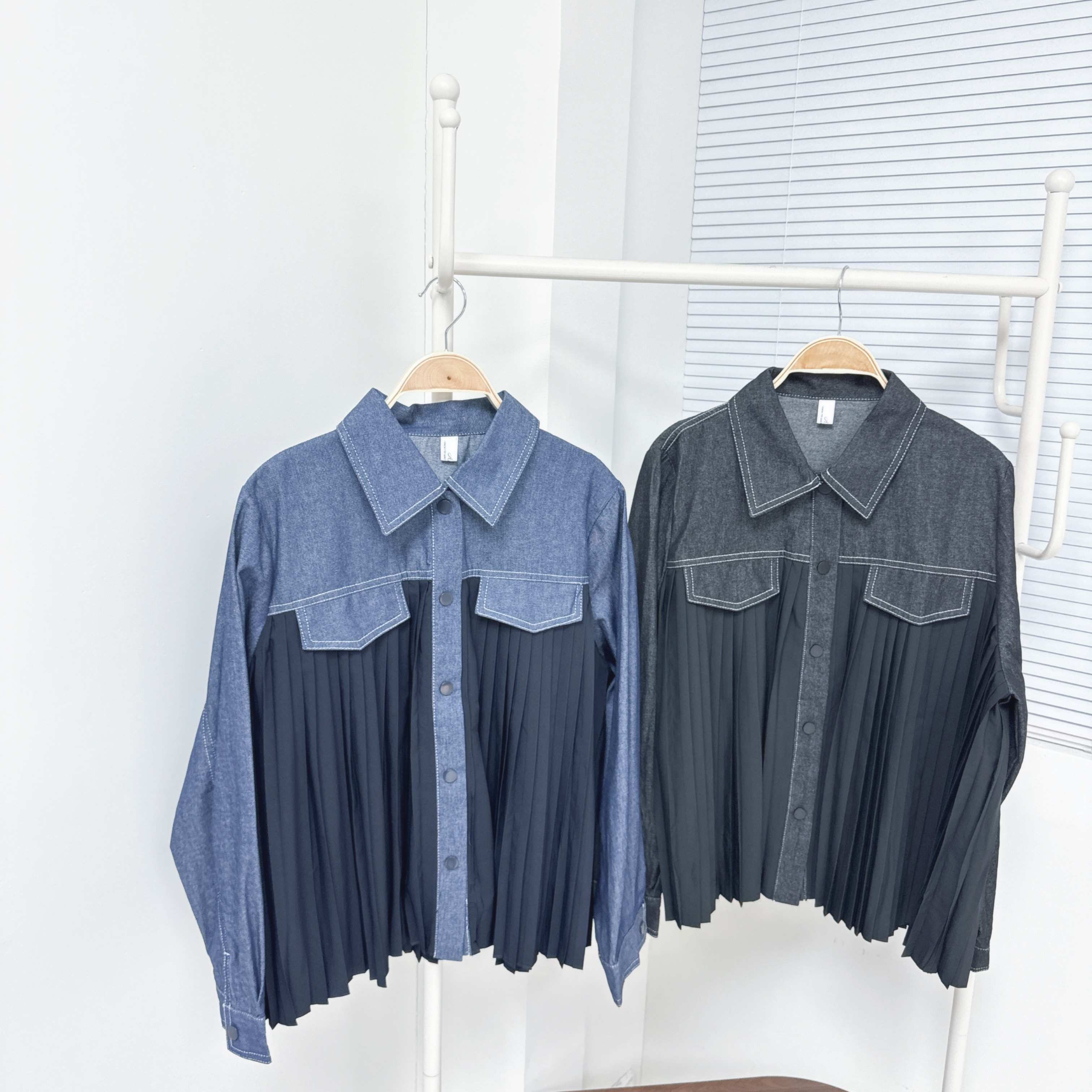 【廠家制】半拼百摺牛仔恤 (S28-S29)