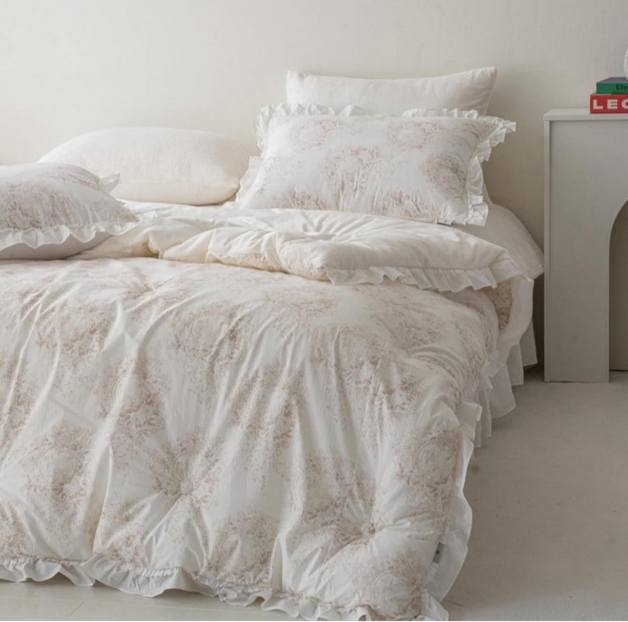 現貨-雙材質四季冬被法式蕾絲(粉/杏/灰)