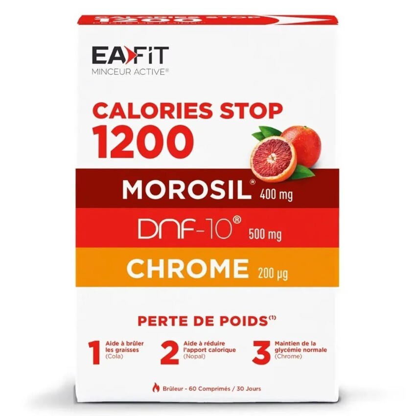 法國  EAFIT BURNE   燃燒1200卡路里  60粒【【正品】三部曲   Eafit Calories stop 1200 with morosil 60 tablets