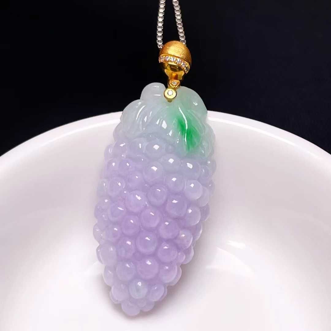 翡翠葡萄吊墜,天然翡翠A玉, 緬甸玉, Jade, Jadeite