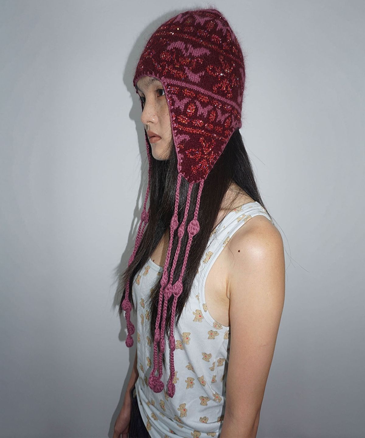 SCULPTOR) Sequin Nordic Earflap Beanie - 3col
