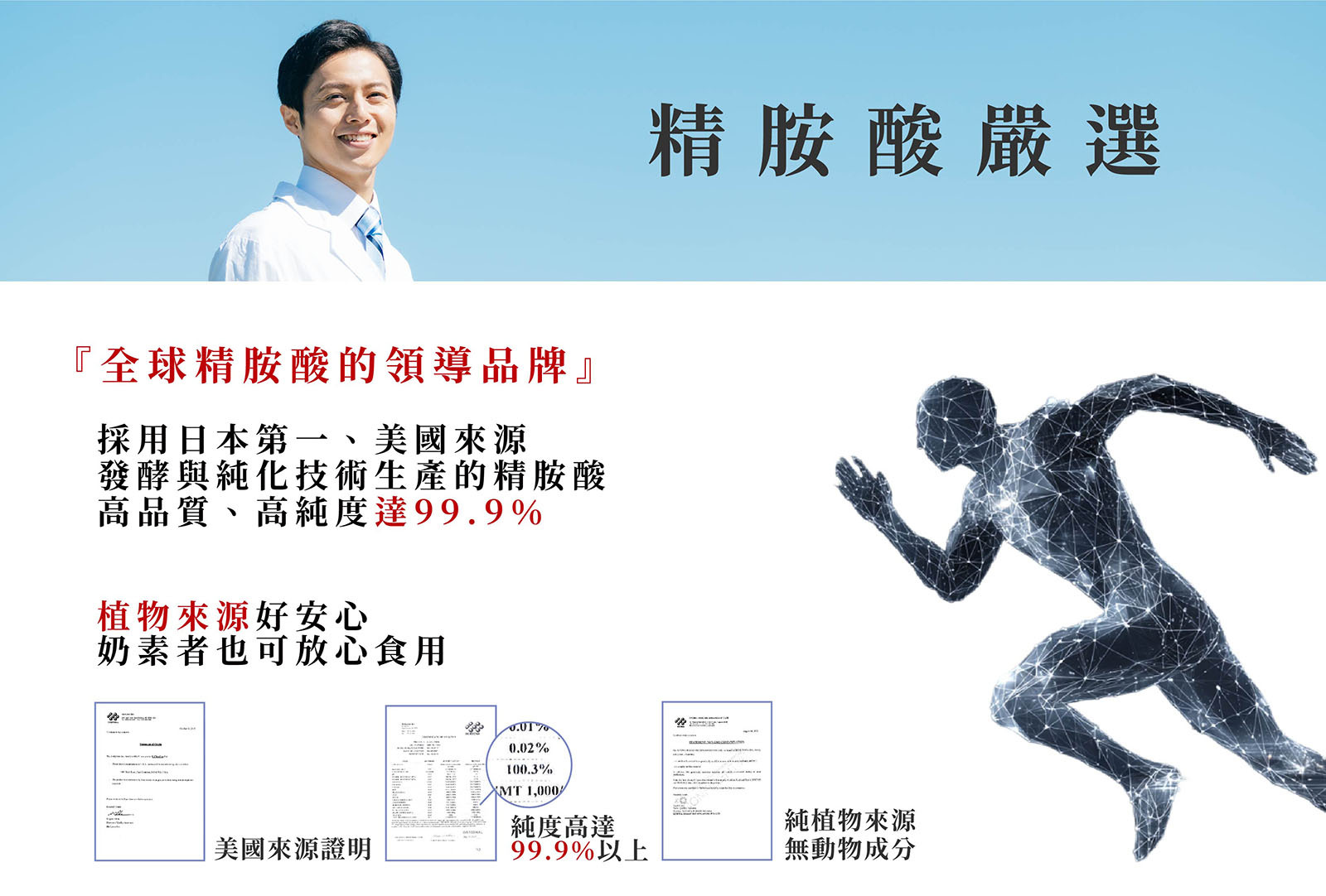 精胺酸嚴選日本第一、美國來源,請安心食用