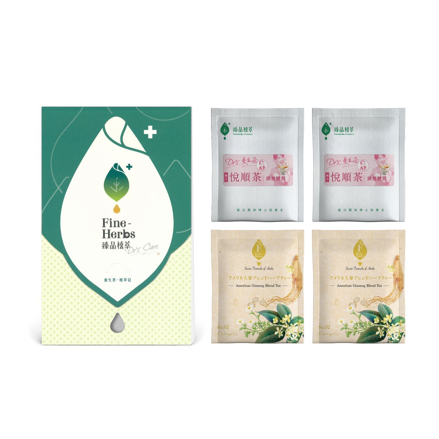 日常保養組-女生保養組｜粉光元氣茶2gx2包、博士悅順茶3gx2包