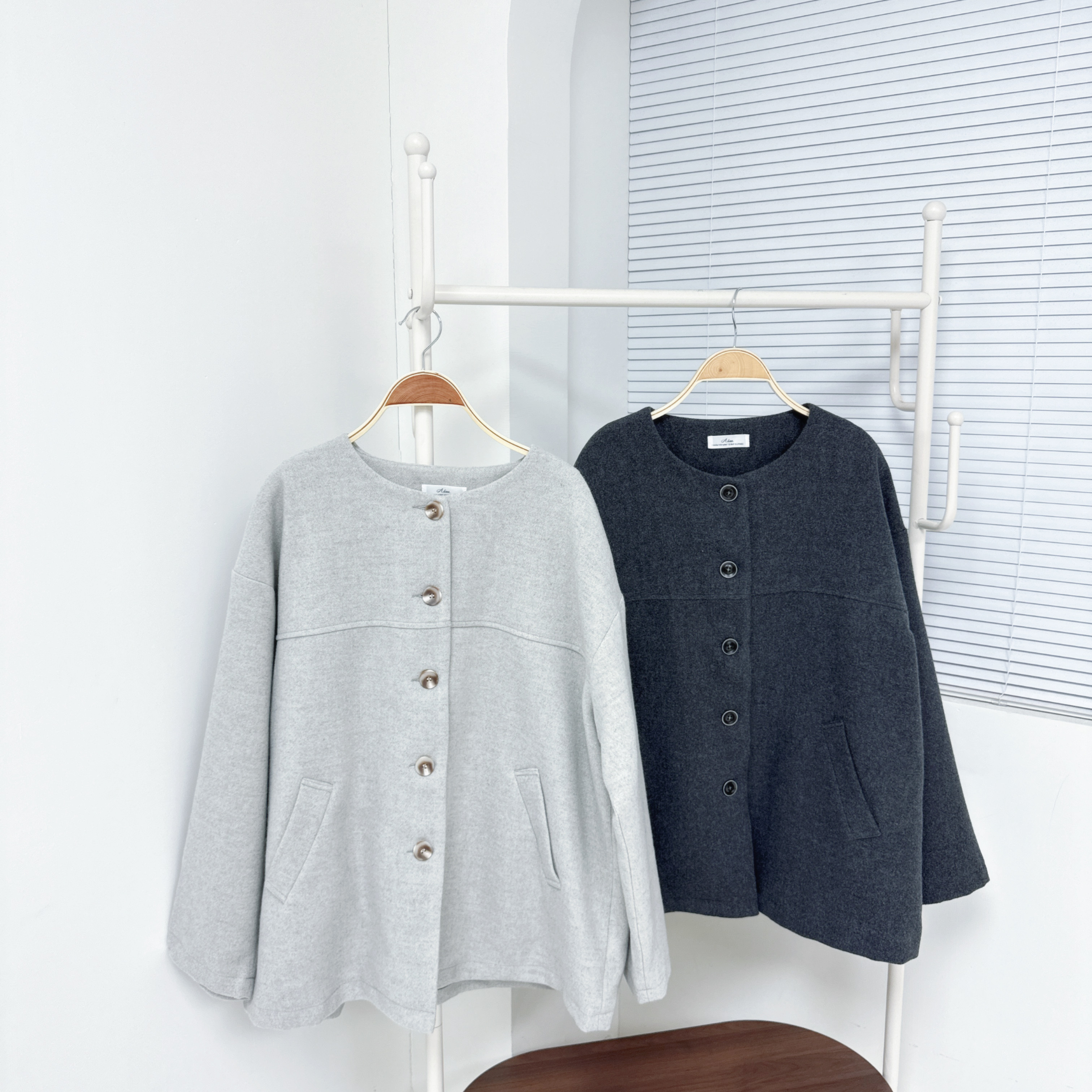 【廠家制】圓領毛底中長絨外套 (S16-S17)