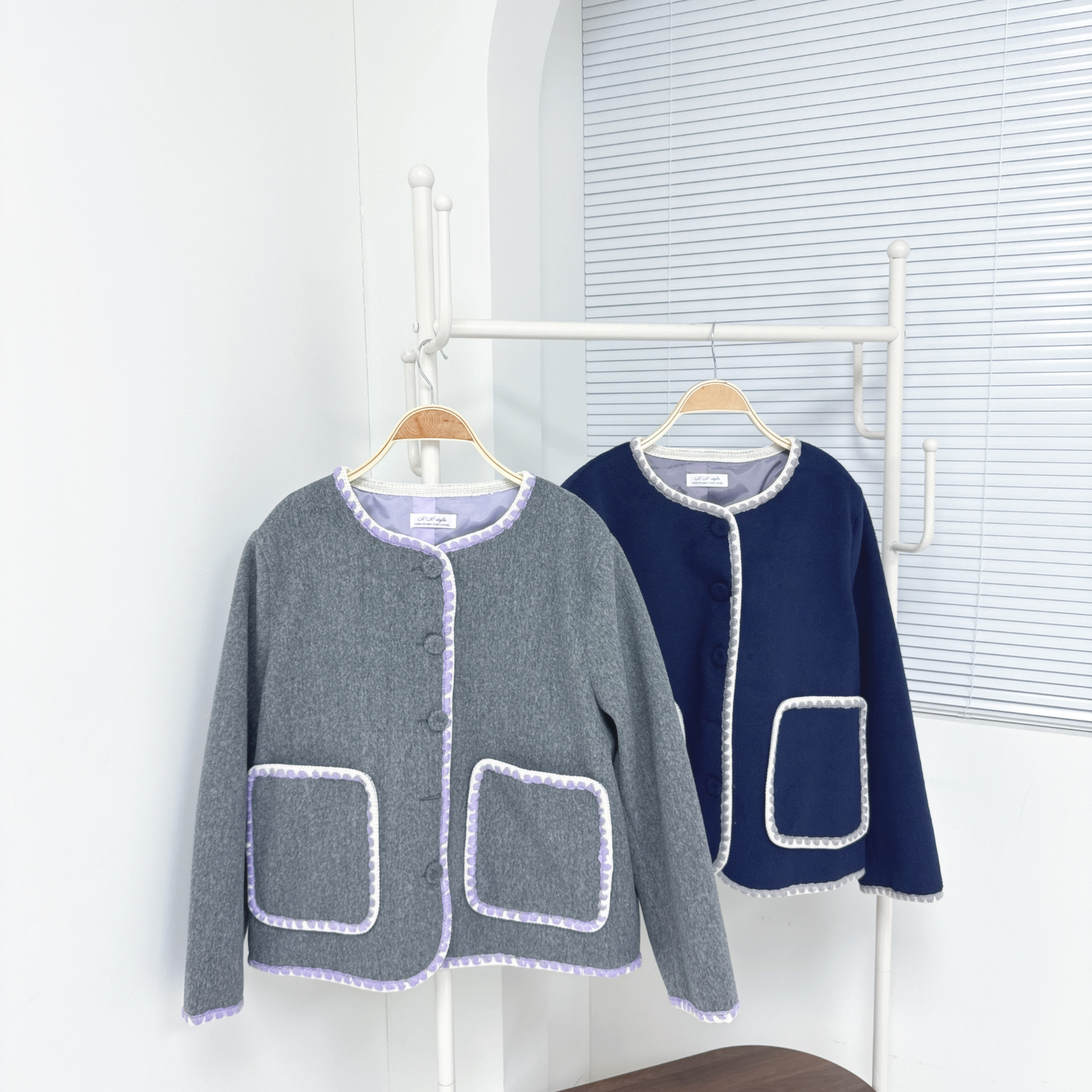 【廠家制】編織邊兩袋絨外套 (S14-S15)