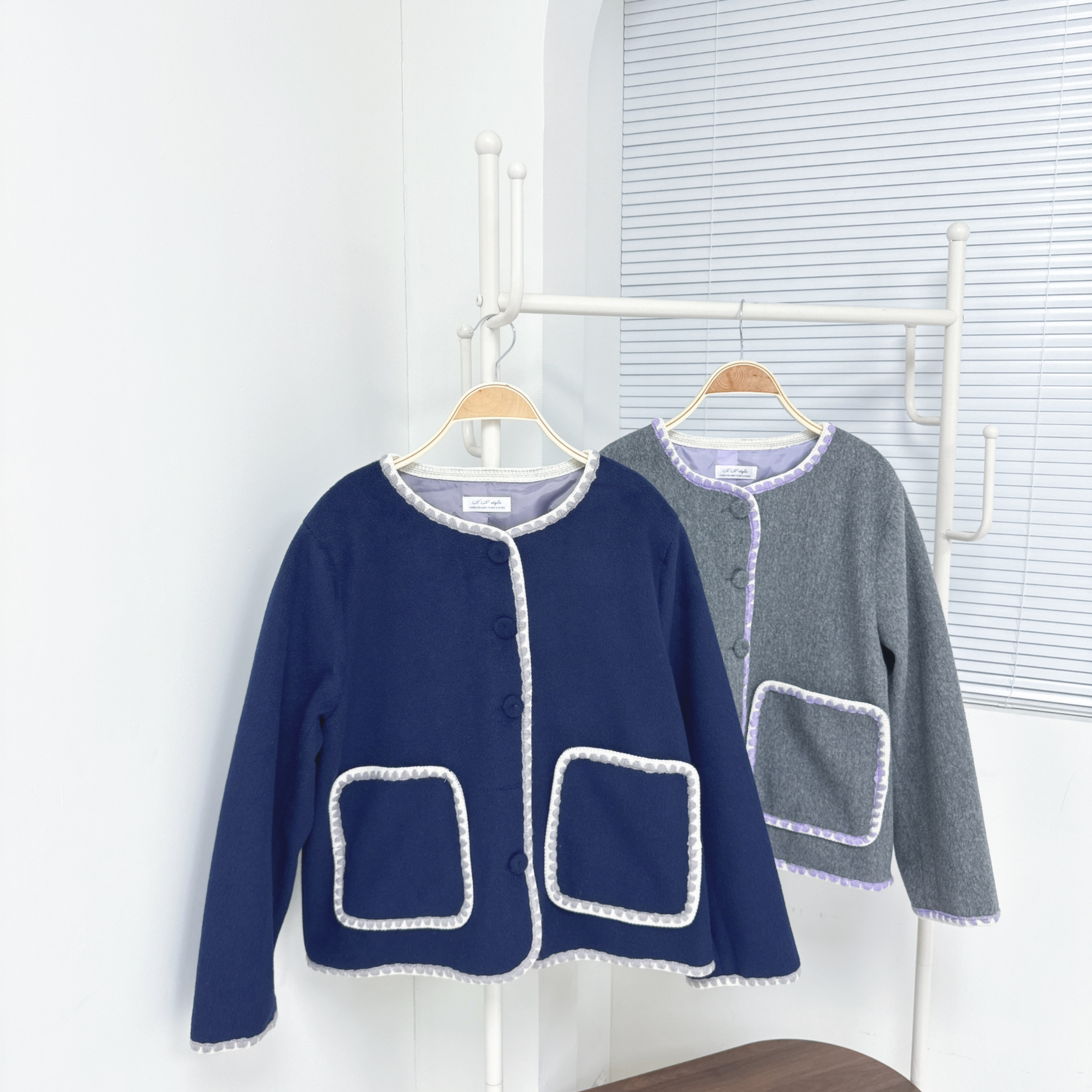 【廠家制】編織邊兩袋絨外套 (S14-S15)