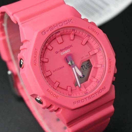 【CASIO 卡西歐】 G-SHOCK 農家橡樹 輕薄 耐衝擊 雙顯 夜光 桃紅色 GMA-P2100-4A