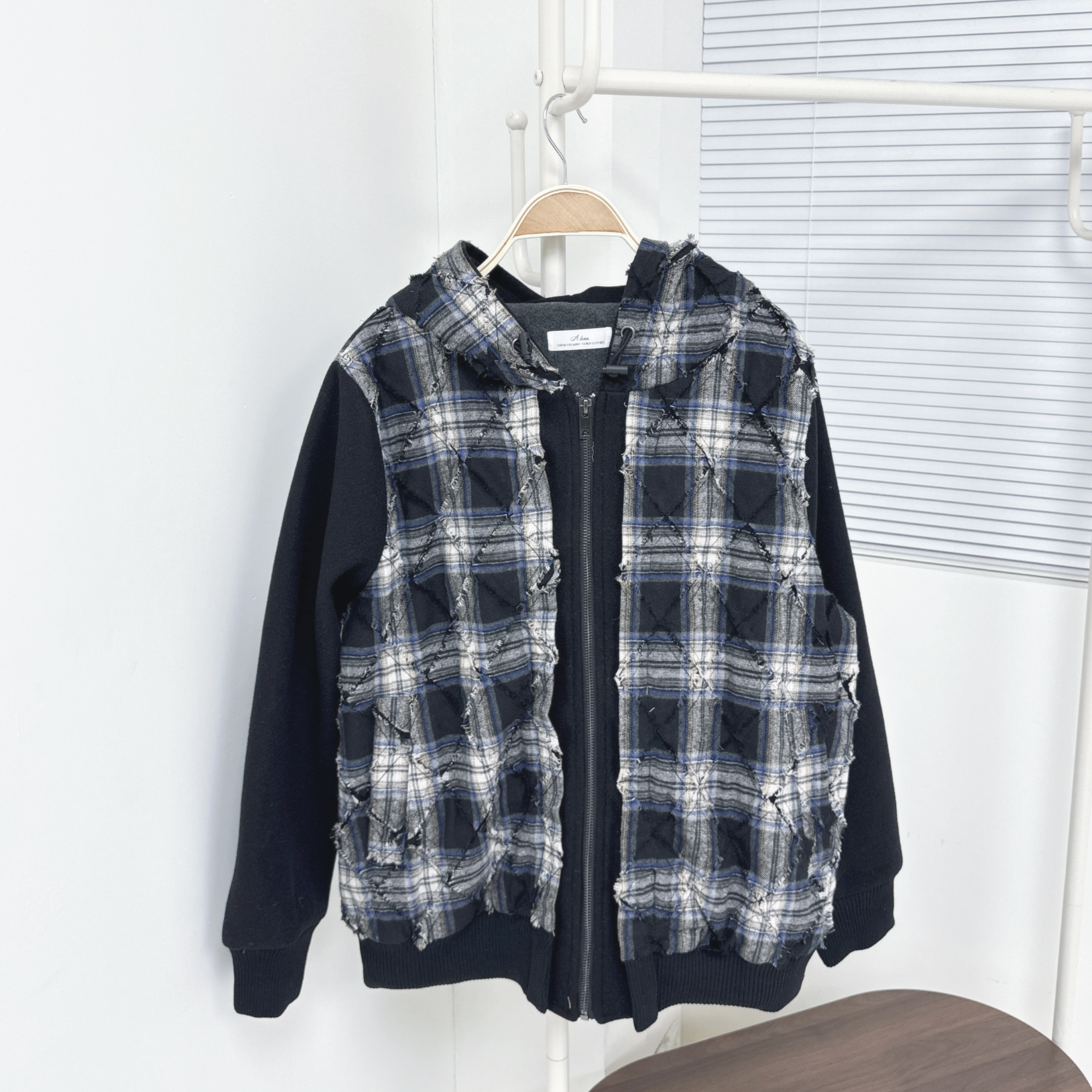 【廠家制】拼格仔布毛底絨外套 (S11)