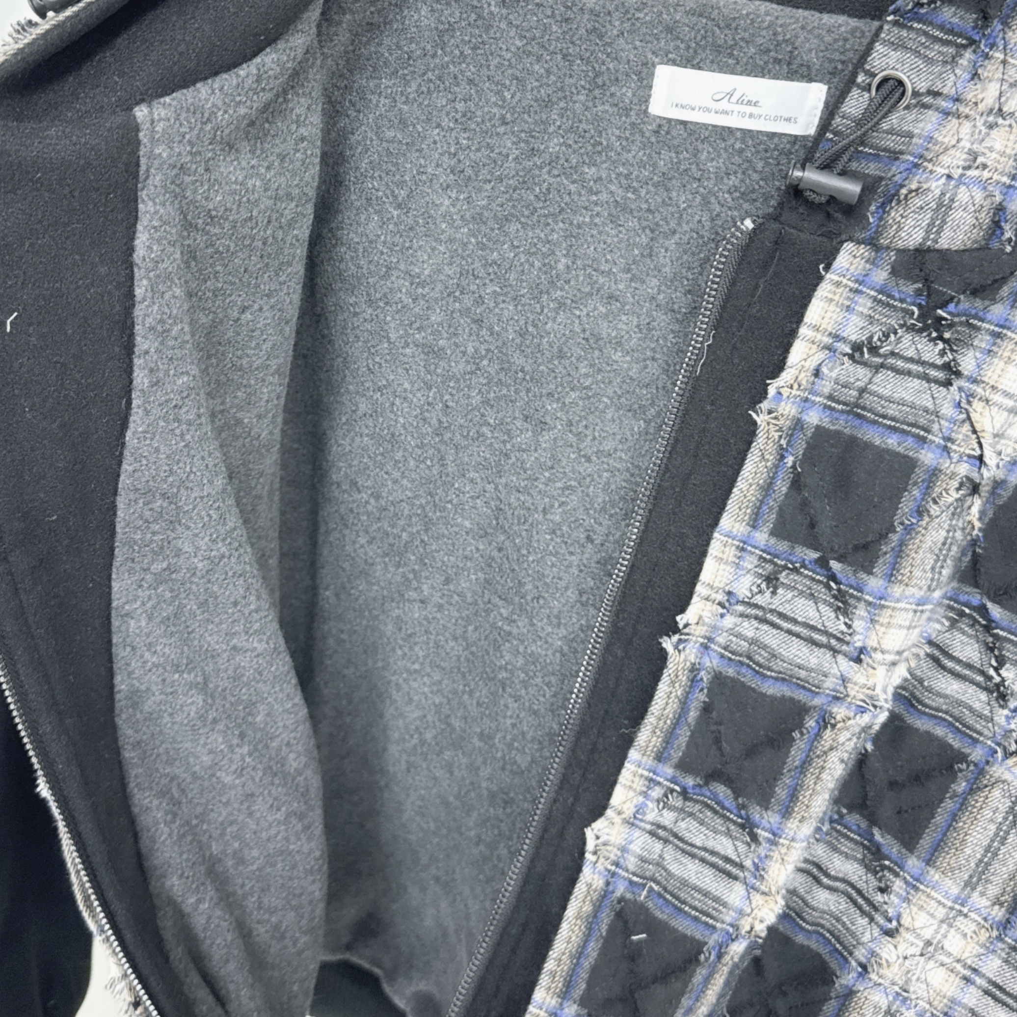 【廠家制】拼格仔布毛底絨外套 (S11)